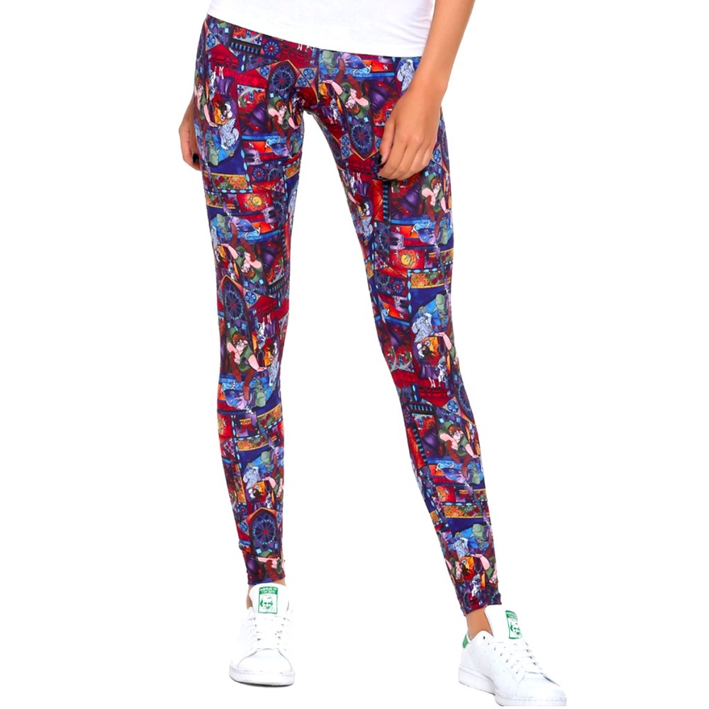 Disney Hunchback of Notre Dame Stained Glass Multicolored Leggings Sz M